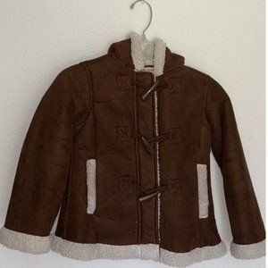 Girls Route 66 Brown Coat Jacket, Faux Sherpa Lining Size 4/5